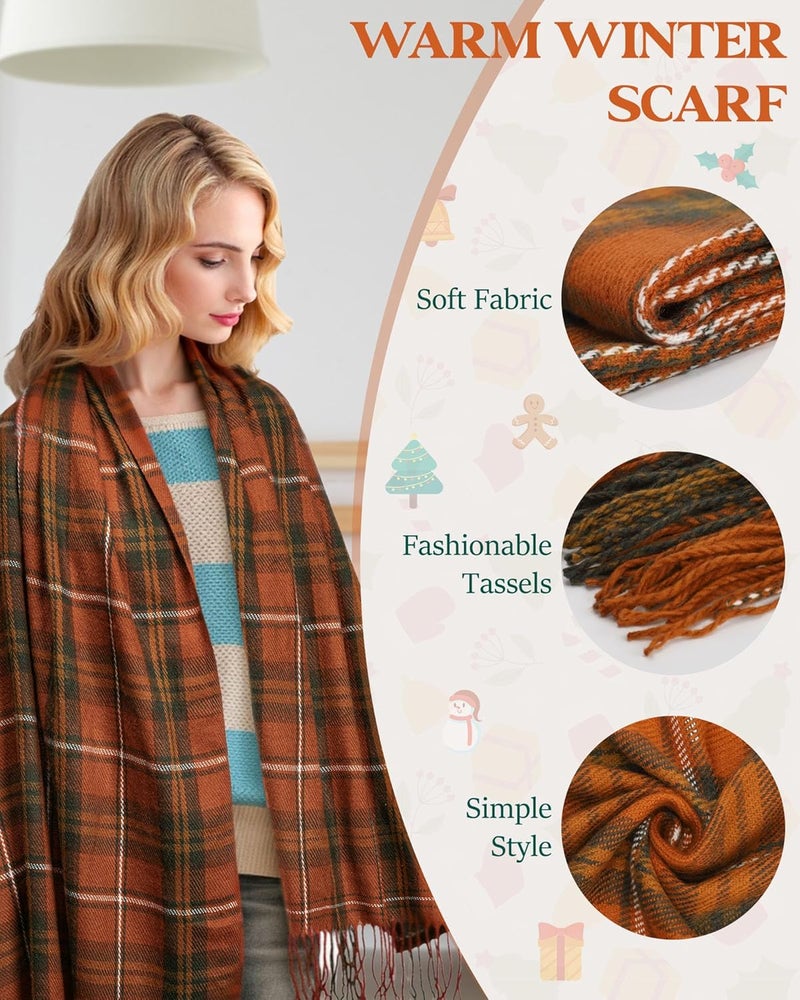 YSense Winter Scarf for Women, Fashion Long Plaid Scarves Warm Big Tartan Blanket Wrap Shawl Ladies Gifts - Image 4